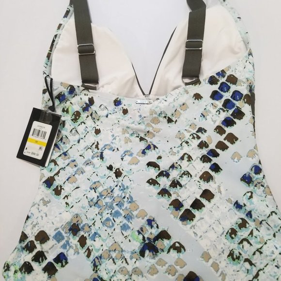 DKNY Snake Printed Tankini Top Green Blue Size Medium - Picture 6 of 10